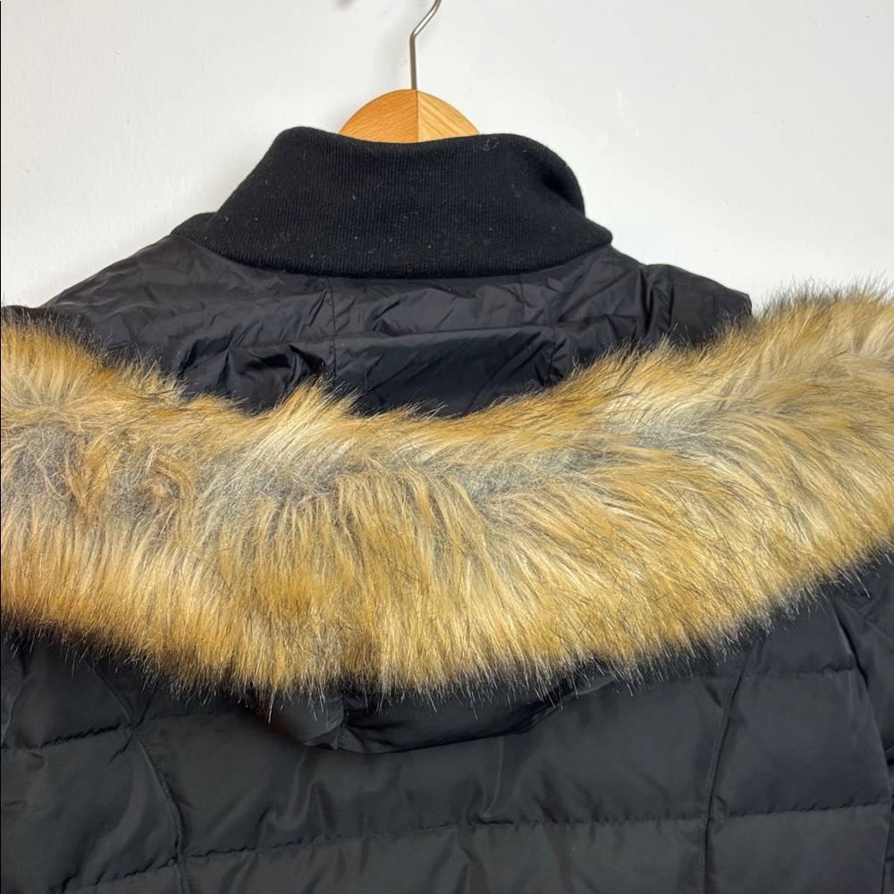 North Aware Women's Large Black Smart Winter Parka Faux Fur-Trimmed Hooded - Picture 5 of 14
